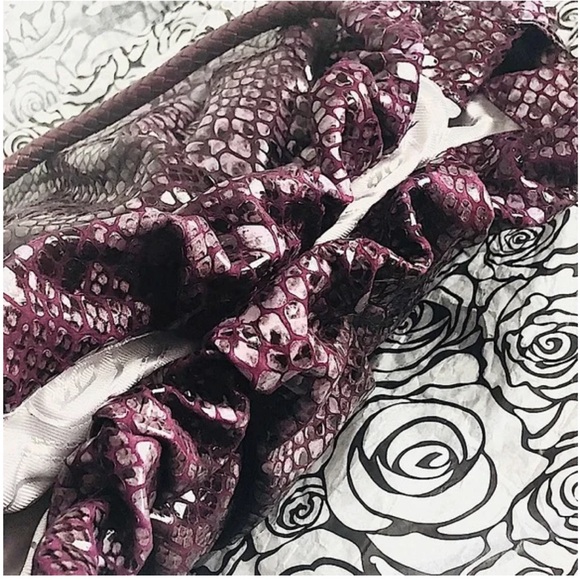 Brighton Purple Nolita Python Embossed Leather Shoulder Bag With Dust Bag NWT - Picture 9 of 14